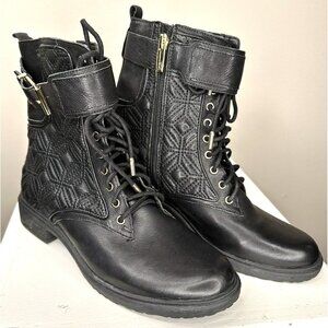 Vince Camuto Womens Leather Boots Toralina Combat Lace-Up & Side Zip Size 6.5M